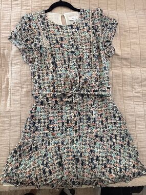 Reiss women’s Multicolor Dress with Self Tie short sleeve uk 10 USA 6